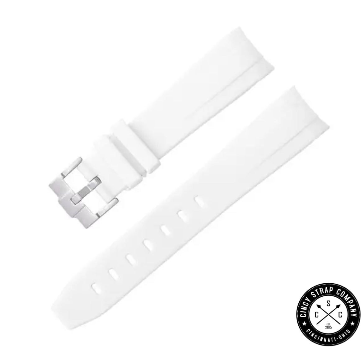 Curved End Rubber Watch Strap White WB Original